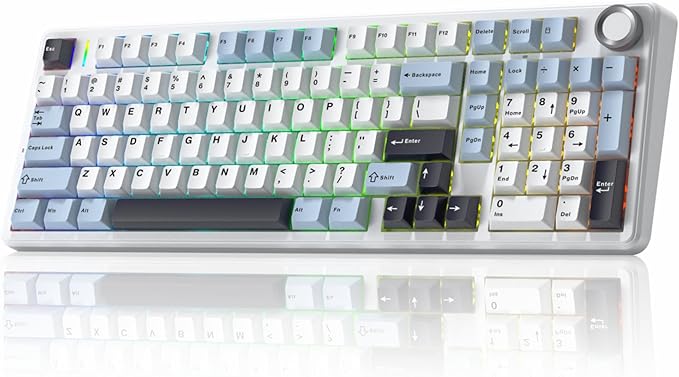 x Aula F99 Pro Wireless Mechanical Keyboard, Gasket Hot Swappable Custom Keyboard with Knob, RGB Backlit,Pre-lubed Reaper Switches PBT Keycaps BT5.0/2.4GHz/USB-C Creamy PC Gaming Keyboards - Blue