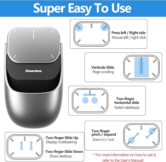 AI Voice Mouse for Meetings & Presentations, Detachable Wireless Air Mouse with Touchpad, Digital Spotlight Presenter, Speech to Text, 12-Language Translation, Bluetooth Mouse for Laptop