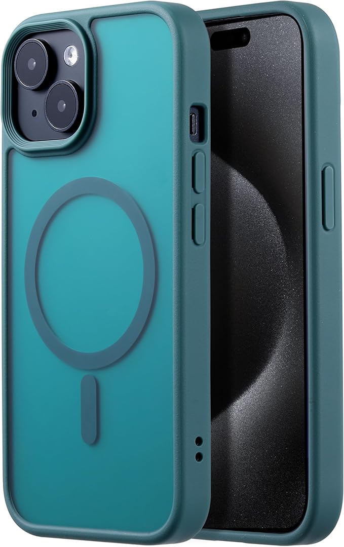 Tigowos for iPhone 15 Magnetic case Fits MagSafe 15FT Drop Resistant Anti-Yellowing Heavy Duty Shockproof Back Cover Fits iPhone 15 Phone Cases 6.1"，Turquoise Green