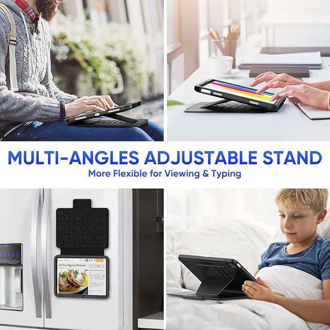 SEYMAC stock Case for iPad (A16) 11th/10th Generation 11''/10.9'', Strong Magnetic Auto Sleep Shockproof Case with Absorbing Multi-Angles Stand, Pen Holder, Card Slot, Black