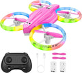 Drone for Kids with LED Light | Lisoco Indoor RC Drone with 360 Flip | 2 Batteries | Easy to Fly Mini Drone for Girls Boys Beginners | Flying Toy Gift (Pink)