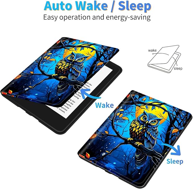 for Amazon Kindle Fire HD 8 & HD 8 Plus(12th/10th Generation, 2024/2022/2020 Release) 8" Tablet Case, Slim Kickstand Stand Leather Smart Cover with Auto Wake/Sleep, Dark Wolf Eagle