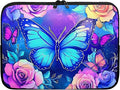 Butterfly Computer Sleeve for Women Laptop Sleeve 15inch Neoprene Lap Top Case with Padded Compartment Computer Carrying Case Purple Rose Laptop Sleeve Bag