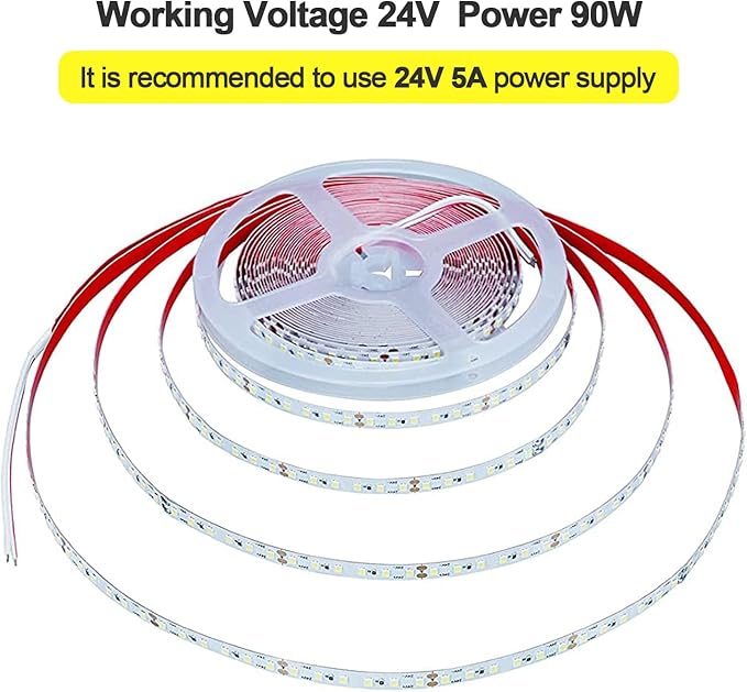DC 24V 32.8ft(10M) LED Strip Light Natural White 4000K 1200LEDs 2835 SMD 90W High Brightness 7200LM No-Waterproof IP20 Flexible Ribbon for Hallways Stairs Decoration Lighting(No Power Supply)