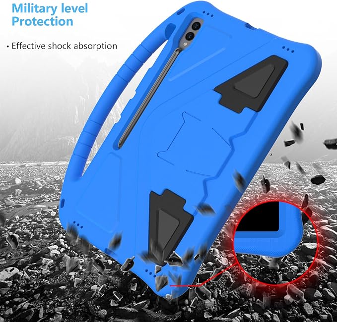 Kids Case for Samsung Galaxy Tab S10 Ultra/S9 S8 Ultra 14.6-inch Tablet, Techcircle Light Weight Shock Proof EVA Foam Handle Rugged Stand Protective Cover, Blue