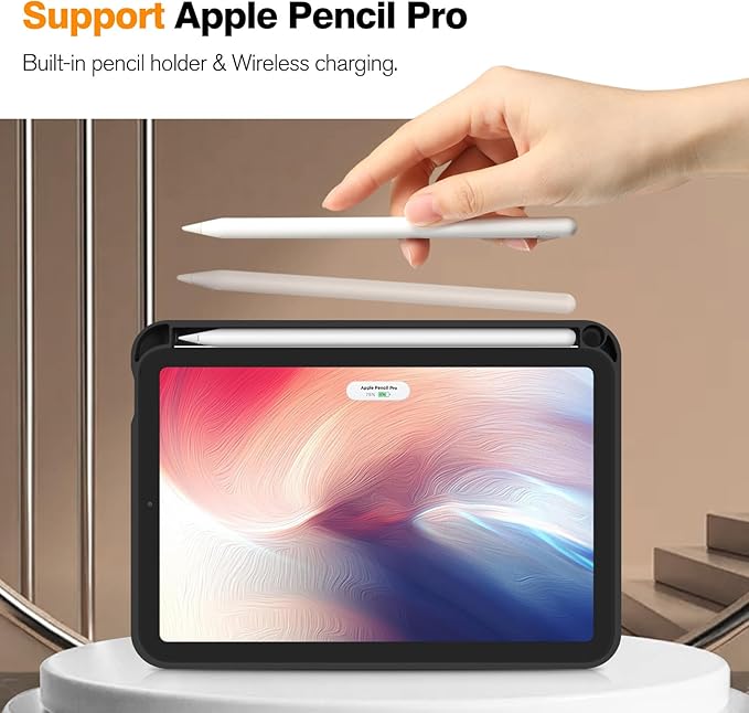 Fintie SlimShell Case for iPad Mini 7 (A17 Pro, 7th Generation) 2024 / iPad Mini 6 (6th Gen) 8.3 Inch - [Built-in Pencil Holder] Soft TPU Protective Stand Back Cover, Composition Book