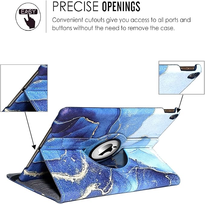 360 Rotating Stand Smart Case for iPad Air (3rd Gen) 10.5" & iPad Pro 10.5" - Auto Wake/Sleep Feature (Blue Marble)