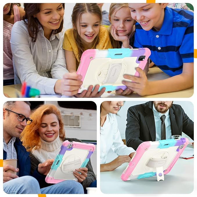 Timecity Case for iPad Pro 11 inch 4th/ 3rd/ 2nd/ 1st Generation, Full-Body Protective Case with Screen Protector, Rotating Stand/Handle, Pencil Holder for iPad 11 Inch 2022/2021/2020/2018-Pink Camo