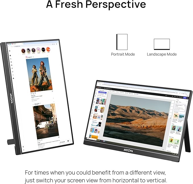 ARZOPA 17.3" Portable Monitor, 1080P FHD 103% sRGB IPS Gaming Monitor Laptop Monitor with Built-in Kickstand HDMI USB C External Screen for PC Mac Phone Xbox PS5 - A1M