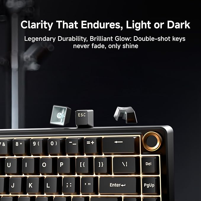 DIERYA DK68E 60% Mechanical Gaming Keyboard, Hot Swappable, Pre-Lubed Linear Switches, Gasket Mount, 5-Layer Dampening Foam, Programmable, Volume Knob, RGB Backlit, 68 Keys, Wired, Black