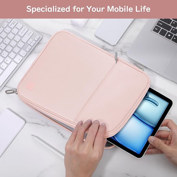 Dadanism 9-11 Inch Tablet Sleeve Padded Carrying Case for iPad (A16) 11th Gen 11", iPad 10th Gen 10.9", iPad Air M4/Pro M5 11", iPad Air 5/4, iPad 9/8/7th Gen, Galaxy Tab A11+ Plus 11",Pink