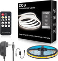 COB LED Strip Lights, ETL Listed Natural White Light Strip 4000K, 16.4ft 24V COB Lights with 1600 LEDs, CRI 90+, Remote, 24V Adapter, LED Light for Cabinets, Home DIY Lighting Indoor Decoration