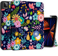 DONGKE Case for iPad Pro 11 inch (4th, 3rd, 2nd & 1st Gen) 2022 2021 2020 2018, Trifold Stand + Pencil Holder + Auto Wake/Sleep + Soft TPU Protective Stand Back Cover, Florals