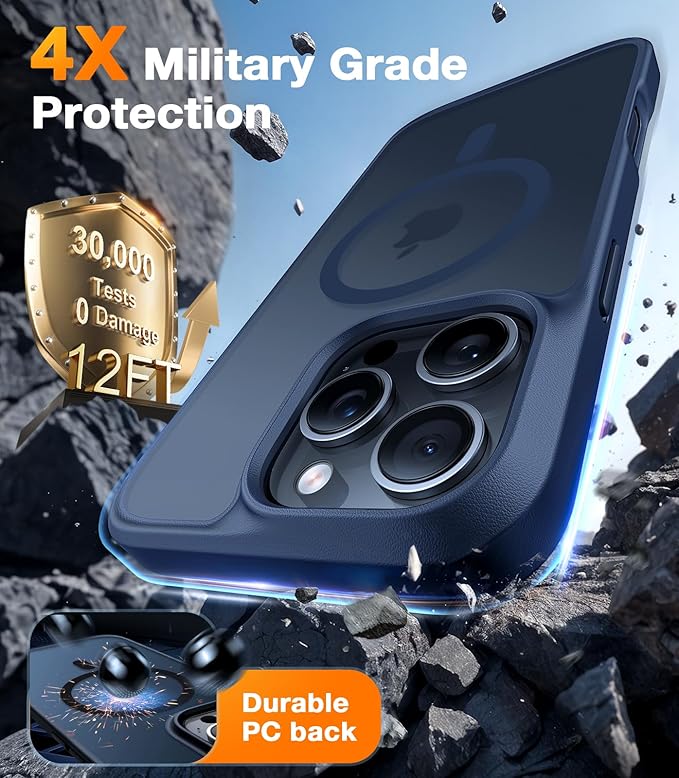 TORRAS Magnetic Shockproof for iPhone 16 Pro Max Case, [4X Military-Grade Protection] [Compatible with MagSafe] Translucent Case for iPhone 16 Pro Max Anti-Scratch Guardian 6.9"