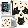 Uppuppy for iPad Pro M4/M5 Case 13 inch - 360 Degree Rotating Stand Folio Smart Cover with Pencil Holder for Women Girls, Black Cats for iPad Pro 13 inch Case 2024 M4/2025 M5