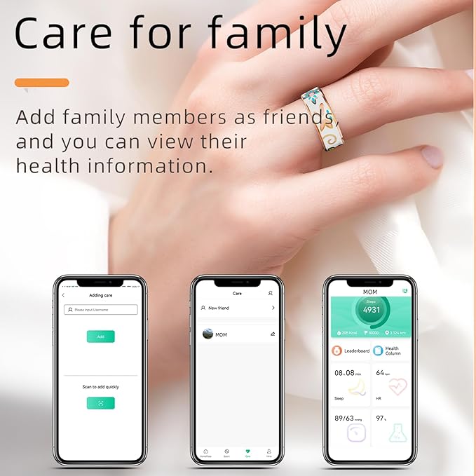 Yihou Smart Ring for Women Health Ring Fitness Ring with Enamel Fitness Tracker with Heart Rate Monitoring Sleep Monitor Distance Pedometer Calorie No Subscription Fee for Android iOS 8#