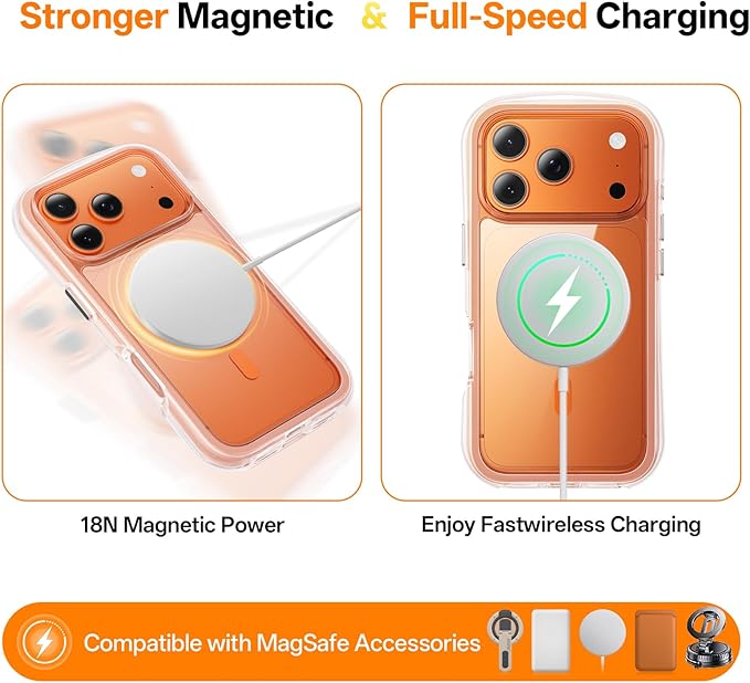 3-in-1 Air for iPhone 17 Pro Case with Screen Protector & Camera Lens Protector,[Fits MagSafe][Military-Grade Protection] [4-Side Built-in Airbag] Shockproof Case for 17Pro (Clear-White)