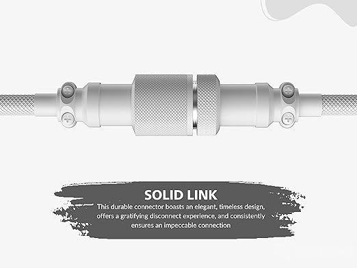 Ranked Coiled Keyboard Cable | Handcrafted Double-Sleeved Braided Cable | USB Type C to A | 5-Pin Aviator Connector for Custom Mechanical Gaming Keyboard | Support Fast Charge 20W (White)