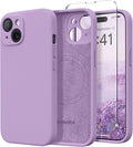 Magnetic for iPhone 14 Case, Compatible with MagSafe, [Full Camera Protection][Screen Protector] Silicone Shockproof Protective Phone Case for iPhone 14 6.1 inch, Light Purple