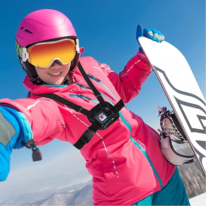 Suptig Chest Mount, Adjustable Chest Strap, Breathable Material Compatible for Gopro Hero 12 Hero 11 Hero 10 Hero 9 Hero 8 Hero 7 Hero 5 Hero 4 Hero 3, AKASO, DJI osmo and More Action Cameras (Black)