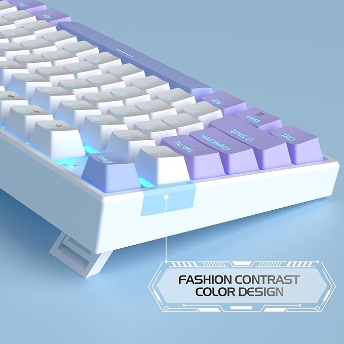 MageGee 75% Mechanical Gaming Keyboard, Red Switch, LED Blue Backlit, 87 Keys Compact TKL Wired Computer Keyboard for Windows Laptop PC Gamer - White/Purple