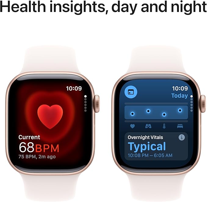 Apple Watch Series 10 [GPS 42mm] with Rose Gold Aluminium Case with Light Blush Sport Band - S/M. Fitness Tracker, ECG App, Always-On Retina Display, Water Resistant with AppleCare+ (2-years)