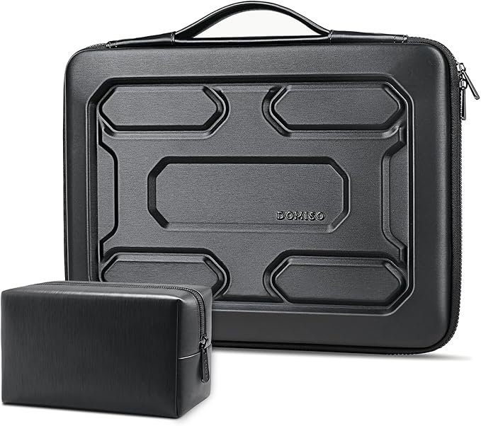 DOMISO Laptop Hard Case 17-17.3 inch Waterproof Shockproof Hard Shell Laptop Sleeve with Handle & Storage Pocket, Compatible with MacBook, HP, Dell, Black