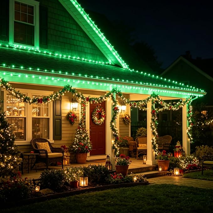 LED Rope Lights, 33Feet Green Flat Flexible Strip Light, Plug in Novelty Lighting, Connectable and Waterproof for Home Christmas Holiday Garden Patio Party Decoration