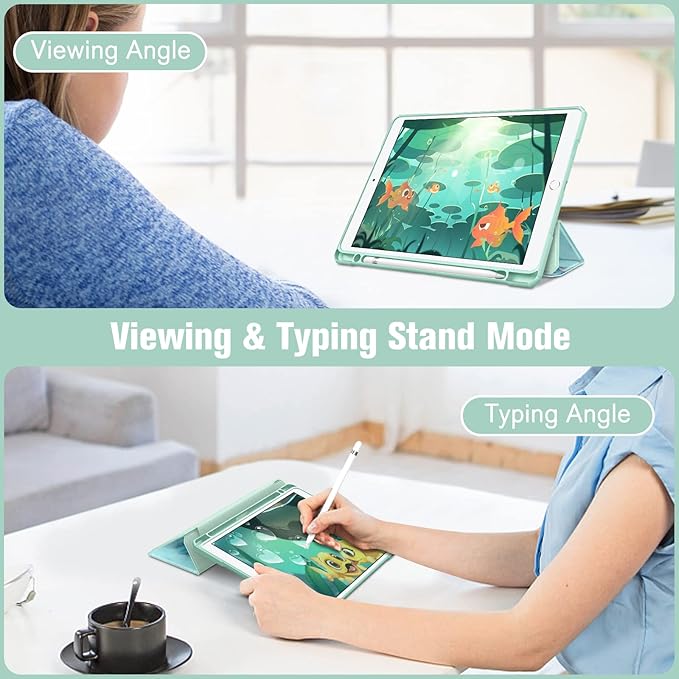 Fintie Hybrid Slim Case for iPad Air 3rd Generation 10.5" 2019 / iPad Pro 10.5 Inch 2017 - [Built-in Pencil Holder] Shockproof Cover with Clear Transparent Back Shell (Emerald Marble)