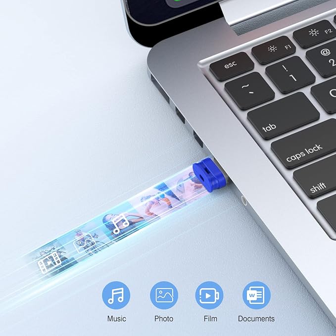 K&ZZ 5 Pack 32GB USB Flash Drive Small Thumb Drives with Lanyard 32GB Mini USB 2.0 Memory Stick USB Drive Zip Drive External Storage, Blue