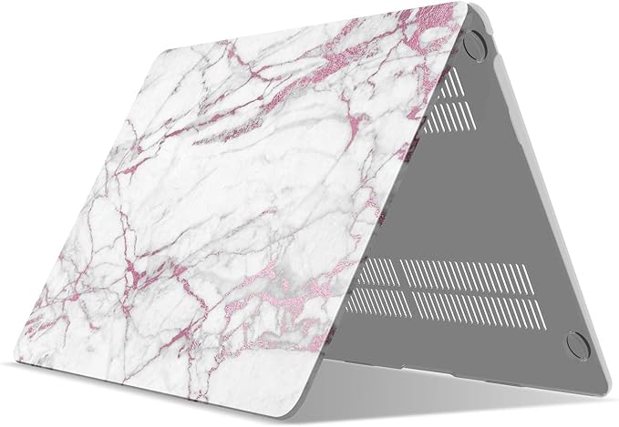 IBENZER Compatible with New MacBook Air 13 inch Case 2022 2021 2020 M1 A2337 A2179 A1932, Plastic Hard Shell Case with Keyboard Cover for Mac Retina Display with Touch ID, Pink Marble, MAT13-PKMB+1