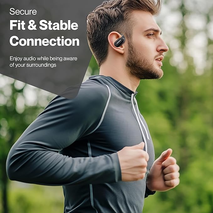 Bluetooth Headphones Air Conduction, IPX5 Waterproof Air Conduction Ear Buds, Over Ear Headphones with MIC, Over Ear Earbuds for Sports, Running Earbuds, 35 Hours Music, Clear Calls