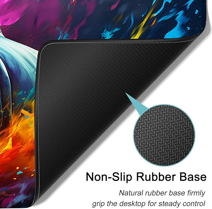 Large Mouse Pad, 31.5 x 11.8in Extended Gaming Mouse Pad with Stitched Edges, XXL Mousepad Protector Non Slip Rubber Base for Office and Home Writing Mat, Watercolor Sharks Pattern Black Desk Mat
