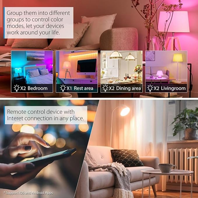 A19 Smart Light Bulb, 9W 900LM RGB+CCT LED Bulb - 16 Million Vibrant DIY Colors, Music Sync via Tuya, Works with Alexa & Google Assistant - 2.4GHz No Hub Required for Home Decor(2Pack)