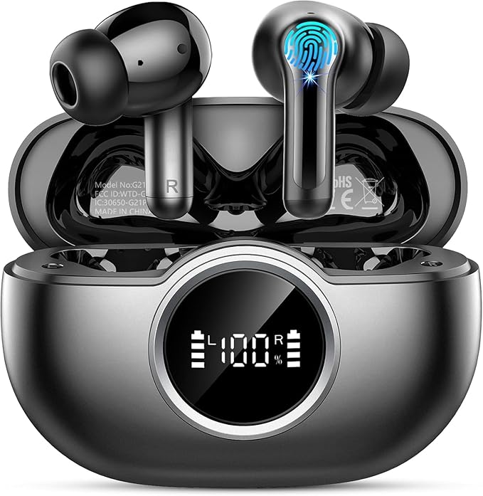 Wireless Earbuds, Bluetooth 5.4 Headphones 3D Bass Hi-Fi Stereo Ear Buds, 4 ENC Noise Cancelling Mic, 40Hrs USB-C in-Ear Earphones, IP7 Waterproof Workout Sport for Laptop Pad Android iOS, Black