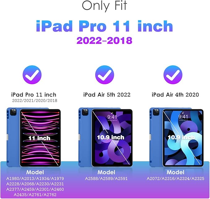DTTO for iPad Pro 11 inch 4th/3rd/2nd/1st Generation 2022/2021/2020/2018 Case, Smart Slim Trifold Stand Soft TPU Back Cover with Built-in Pencil Holder, Also Fit iPad Air 5/4,Ocean Marble