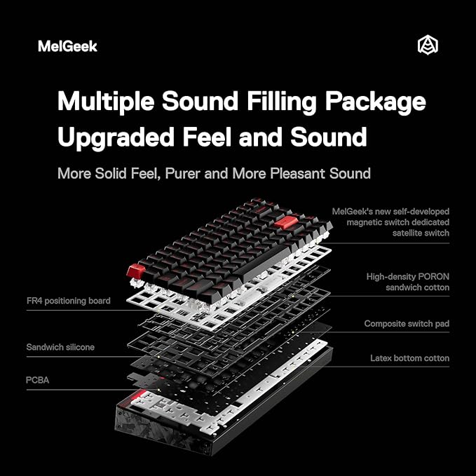 MelGeek MADE84 Ultra+ Wired Gaming Keyboard, Magnetic Keyboard with Hall Effect, 75% Compact Rapid Trigger, Hot-Swappable, RGB Snap Tap & Adjustable Actuation, Online HIVE Custom, Aluminum Case-Red