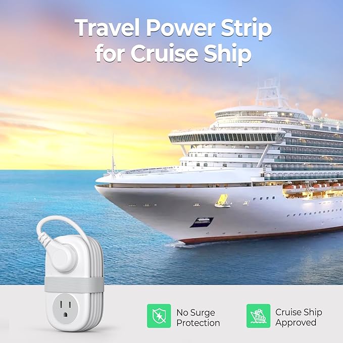 Cruise Approved Travel Power Strip, ORICO 4 Outlets 3 USB Ports (1 USB C) with 4FT Wrapped Short Extension Cord, Compact Power Strip for Hotel Travel Essentials-AP3