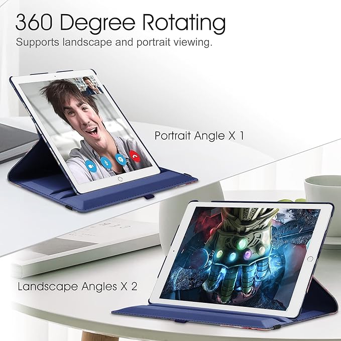 Fintie Rotating Case - 2017/2015 iPad Pro 12.9 inch (Old Model) 1st & 2nd Gen Case, 360 Degree Swiveling Stand Protective Back Cover, Supports Auto Wake/Sleep, Blooming Hibiscus