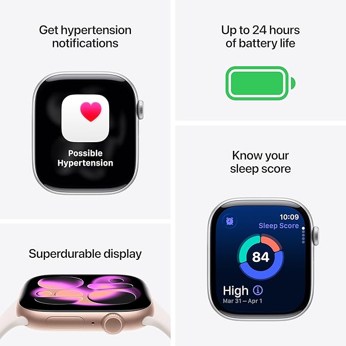 Apple Watch Series 11 [GPS 46mm] Smartwatch with Jet Black Aluminium Case with Black Sport Band - M/L. Sleep Score, Fitness Tracker, Health Monitoring with AppleCare+ (2 Years)