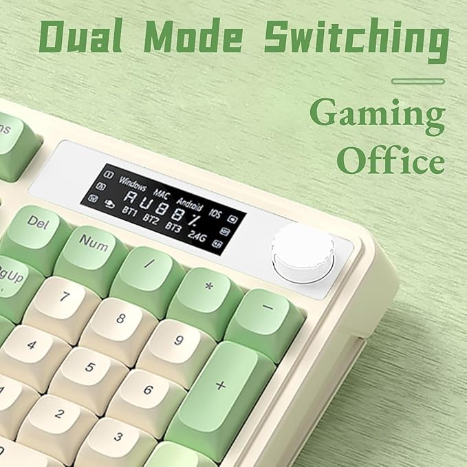 AULA S99 Pro Gaming Keyboard, Cute Creamy Keyboard with Number Pad Smart Screen, Tri-Mode Bluetooth/2.4G/USB-C Computer Keyboards, Media Knob Custom RGB Backlit Feel for MAC Xbox PC Gamer - Purple
