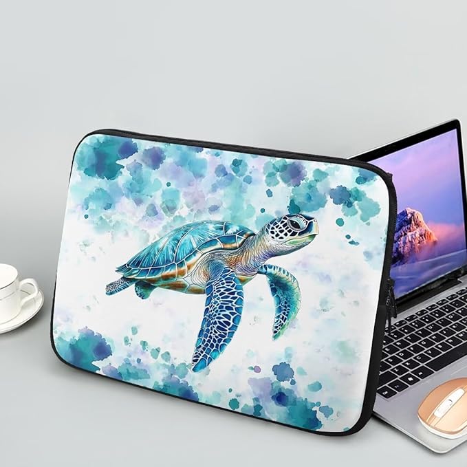 Sea Turtle Laptop Protective Sleeve for Women Men 15inch Computer Sleeve Bag Neoprene Laptop Bags Tie Dye Lap Top Case Suitable for Travel School Office Organizers Hippie