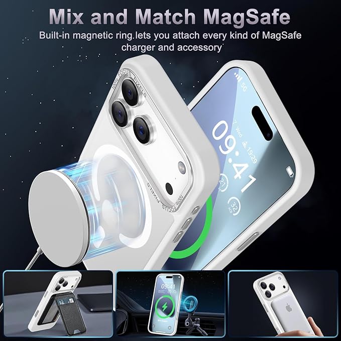Newfuture Magnetic for iPhone 17 Pro Case [Compatible with Magsafe] [Military Grade Drop Protection] Translucent Matte Anti-Scratch Shockproof Protective Phone Cover 6.3 Inch, Frosted White