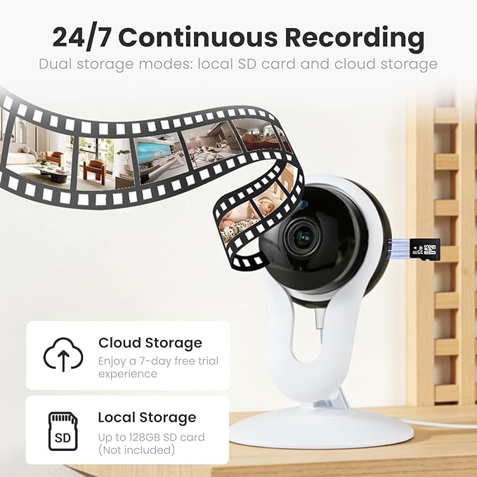 2 Pack Indoor Camera for Pet & Baby Monitoring, 2K Clear View, Motion Alerts & Night Vision, 2-Way Audio, Easy Setup Home Security Cam, Alexa & Google Home Compatible, 2.4G Wi-Fi only