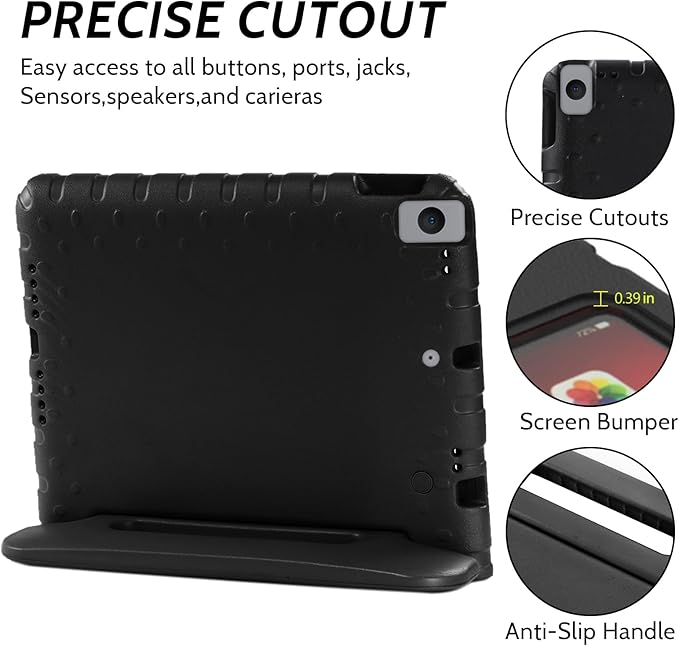 Dteck Kids Case for iPad 10.2 - Shockproof Rugged EVA Handle Stand Child Proof Case for iPad 9/8/7 Generation, Black