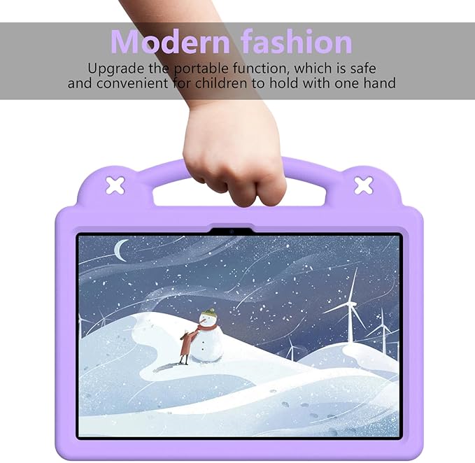 AKABEILA Compatible with Honor Pad 9 2023 12.1 inch Tablet Case, Kids Friendly Universal Lightweight Shockproof Protective Case with Shoulder Strap & Stand Handle Light Purple