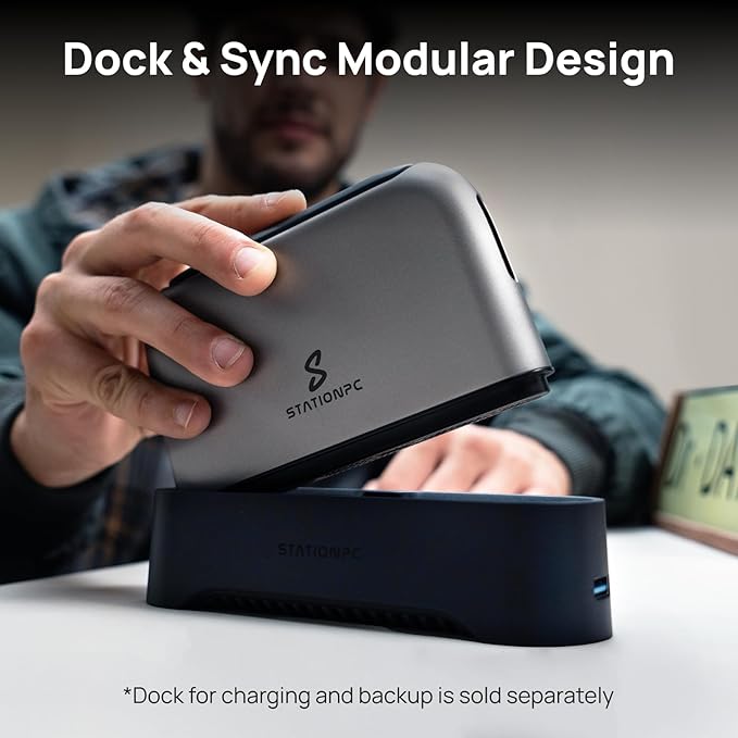 PocketCloud Portable NAS, M.2 NVMe & SD Card Slots, Up to 8TB Capacity (Diskless), One-Click Backup, Wi-Fi 6 Support, LCD Display & App Control, Dual 3200mAh Batteries for Outdoor Backup
