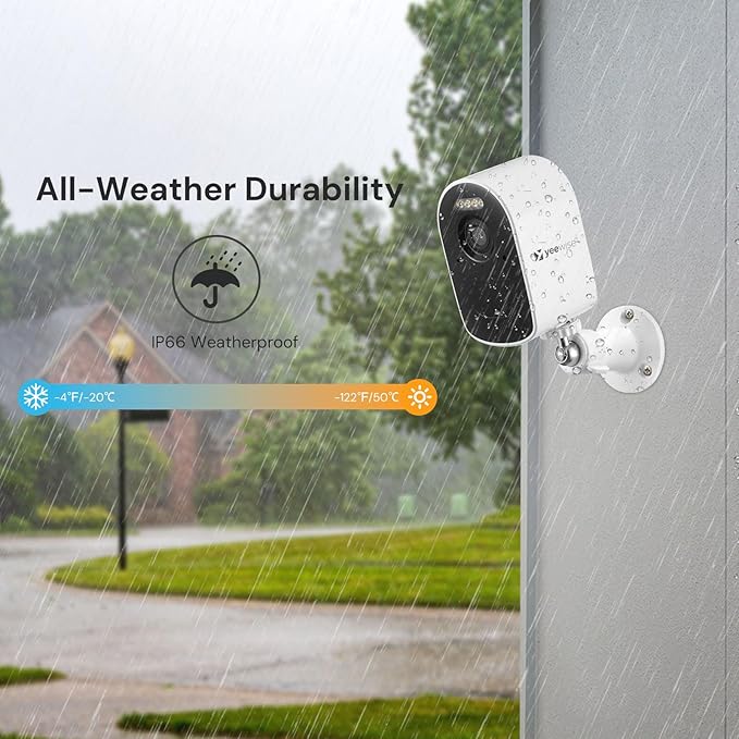 yeewise WiFi6 Solar Security Cameras Wireless Outdoor, 2K QHD Home Security System, 4-Cam Kit, 2.4&5GHz WiFi, Color Night Vision, Local Storage, IP66 Weatherproof, Works with Alexa, No Monthly Fees
