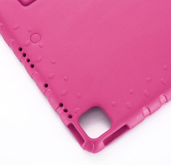 Kids Case for iPad Pro 11" M5/M4 & iPad Air 11" (2026/2025/2024) Shockproof Case with Pencil Holder, Techcircle Light EVA Foam Handle Stand Bumper Protective Child Friendly Drop Proof Cover, Rose