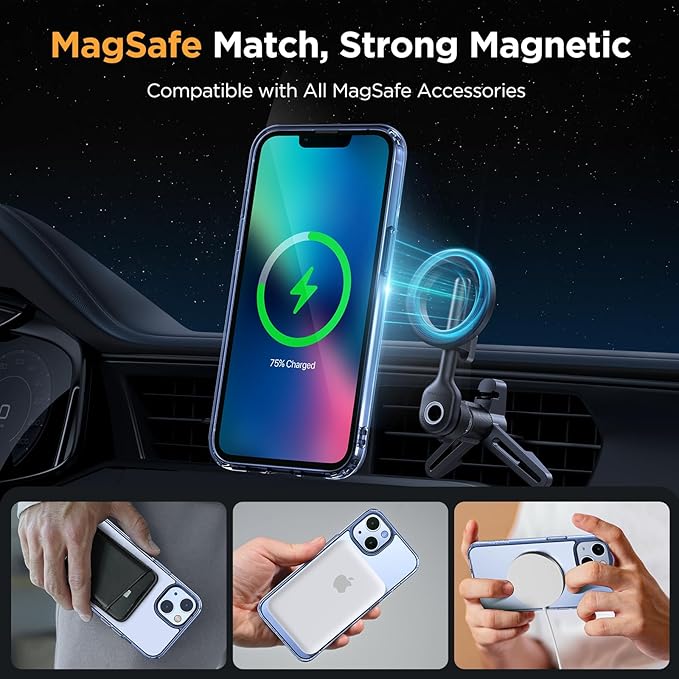 Miracase Magnetic for iPhone 13 Case 6.1 inch (Compatible with MagSafe)（with 2X Screen Protectors） Military-Grade Protection, Anti-Fingerprint Translucent Matte Phone Case Cover, Clear Blue